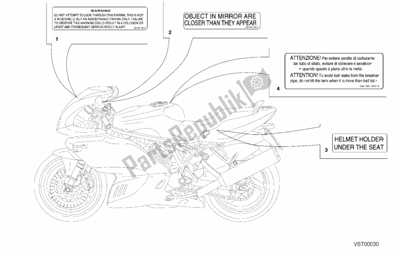 Wszystkie części do Etykiety Ostrzegawcze Usa Ducati Supersport 900 SS 2001